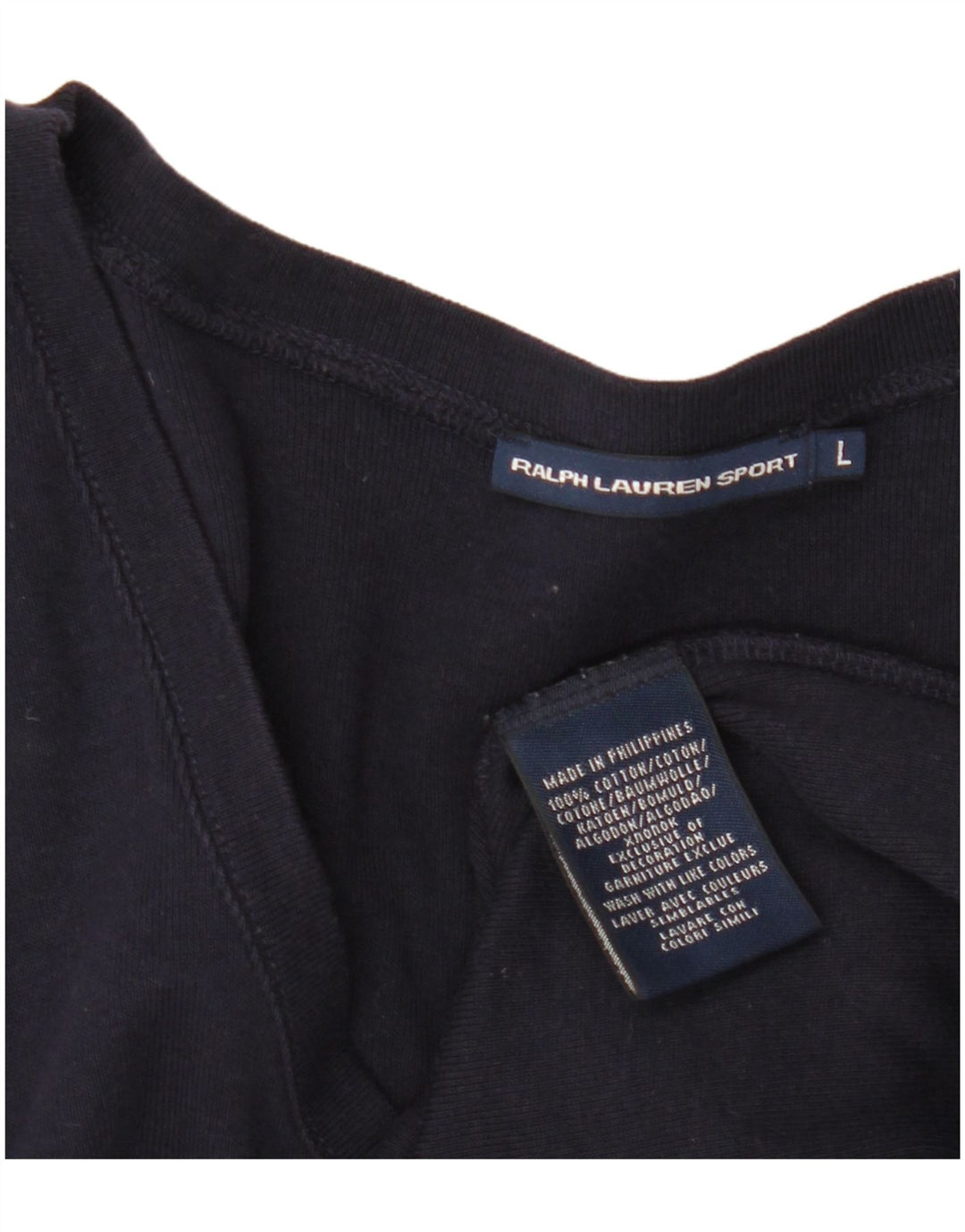 RALPH LAUREN Camiseta para mujer Top UK 14 Grande Azul marino Algodón