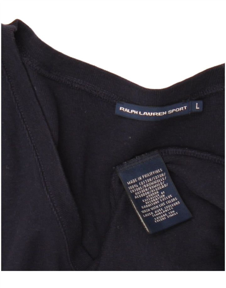 RALPH LAUREN Camiseta para mujer Top UK 14 Grande Azul marino Algodón