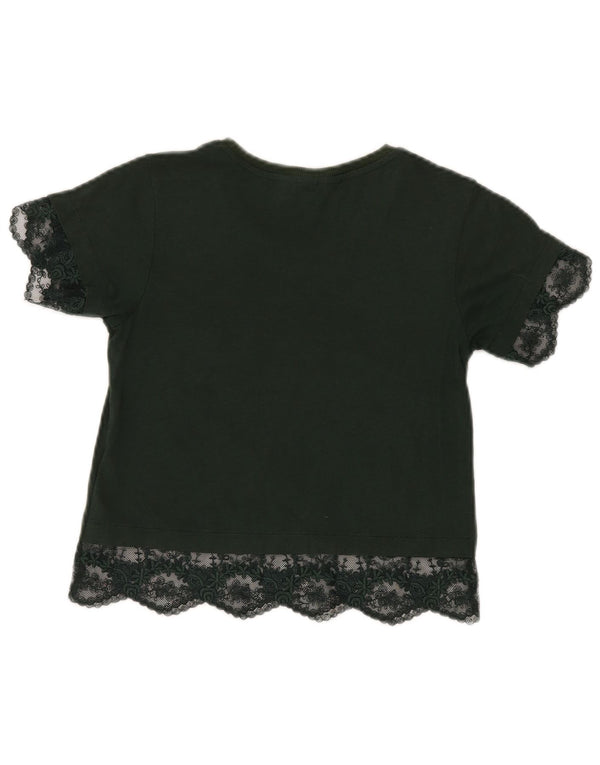 Topshop Blusa corta para mujer Petite UK 4 XS Modal floral verde