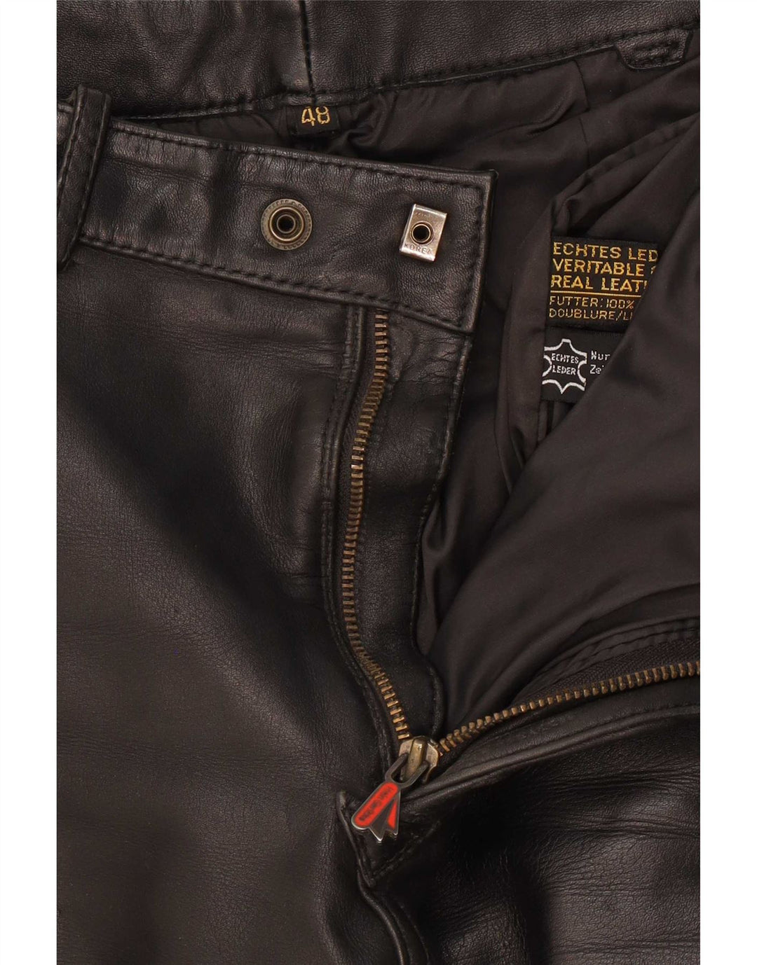 Vintage hombres pantalones de cuero rectos EU 48 Medio W30 L28 Negro