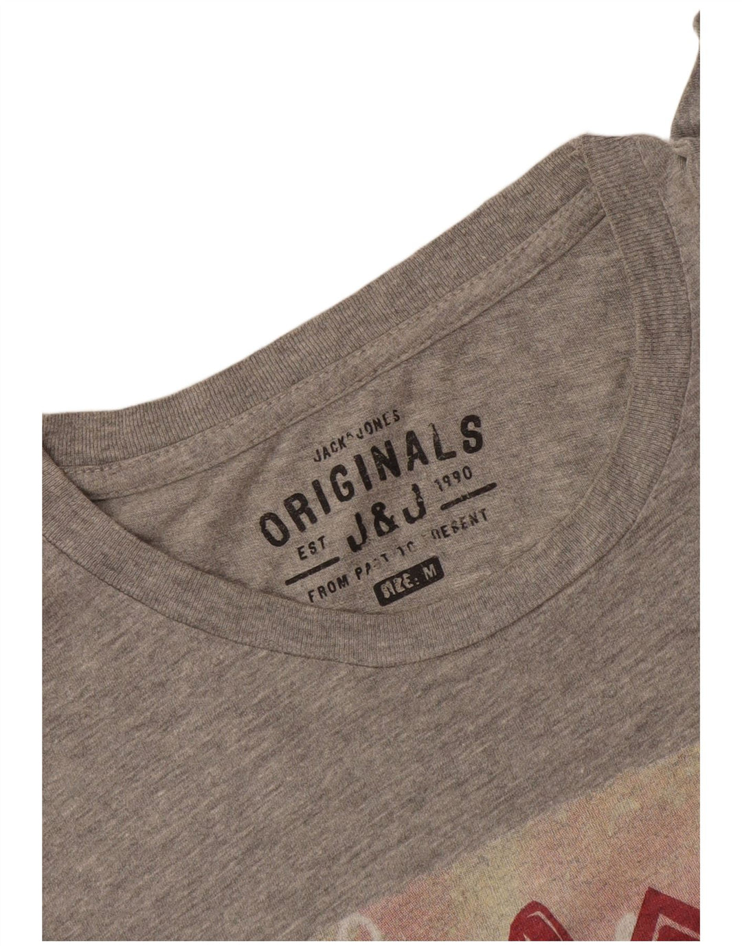 Jack & Jones Hombre Camiseta Gráfica Top Gris Medio