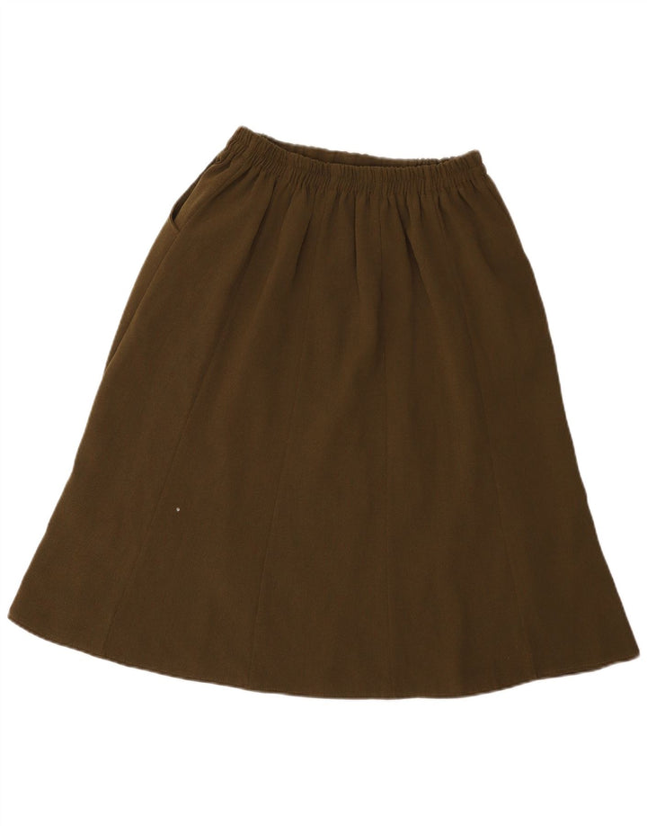 Falda acampanada vintage para mujer W28 Poliéster caqui medio