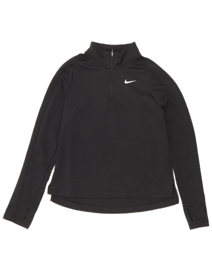 Nike Dri Fit - Chándal con cremallera y cuello para niña, 10 a 11 años, talla mediana, color negro