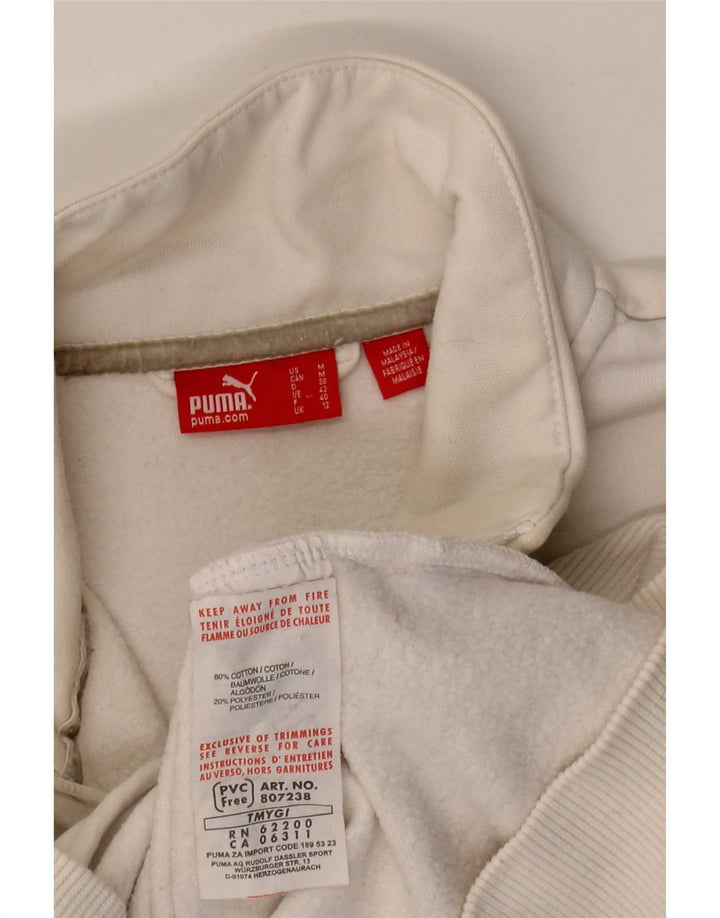 Puma Mujer Gráfico Chándal Top Chaqueta Reino Unido 12 Mediano Blanco Algodón