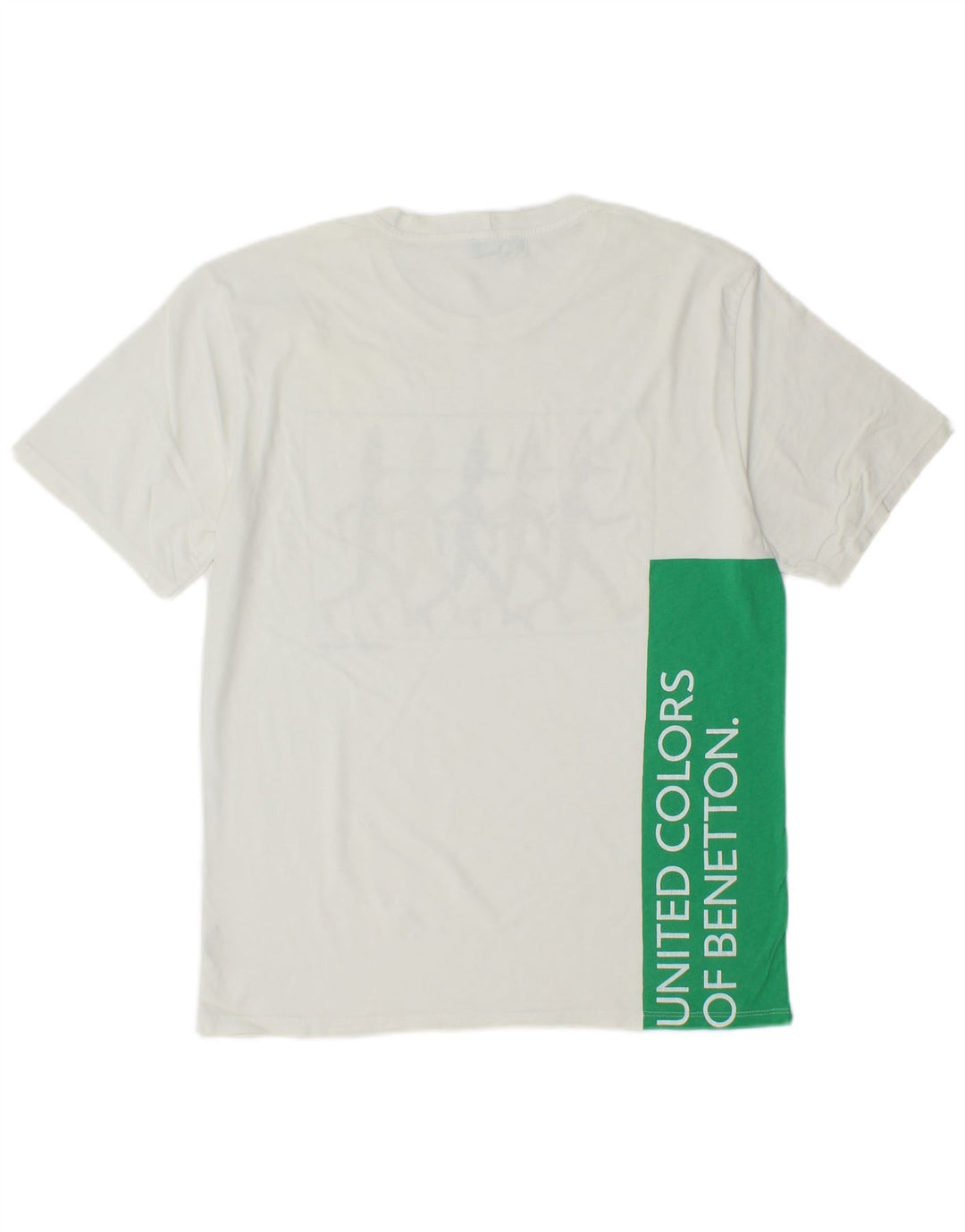 BENETTON Camiseta gráfica para hombre Top mediano de algodón color block blanco