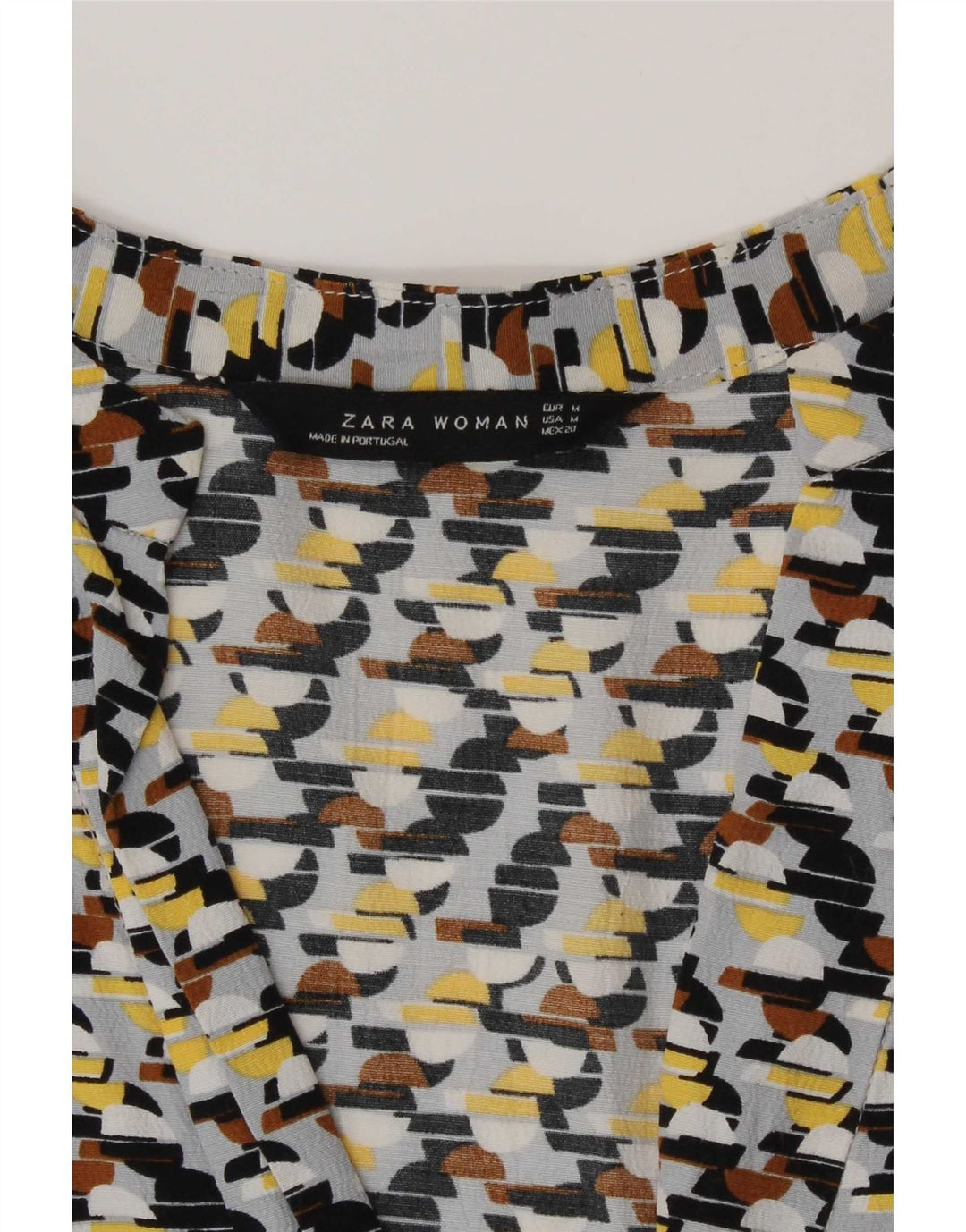 Zara Vestido recto de manga 3/4 para mujer UK 44 Medio Multicolor Geométrico