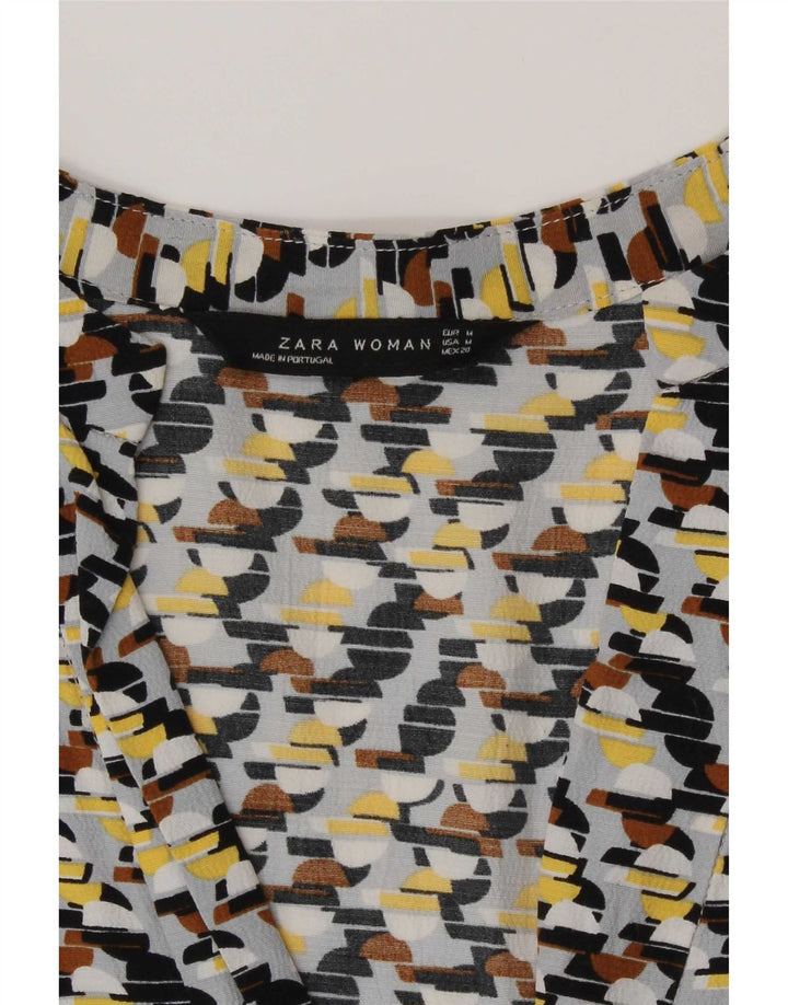 Zara Vestido recto de manga 3/4 para mujer UK 44 Medio Multicolor Geométrico