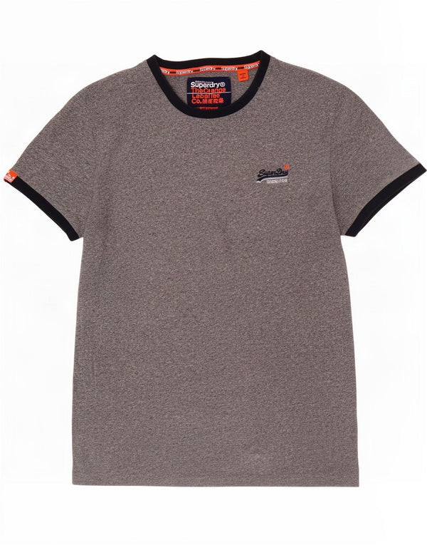 Superdry Camiseta para hombre Top de algodón moteado en gris medio