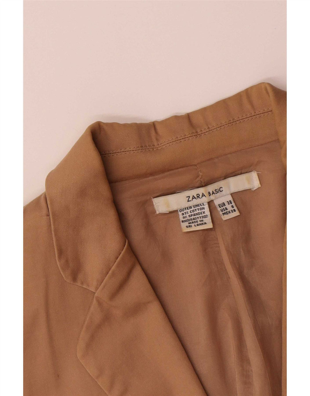 Zara Mujer Chaqueta Blazer De 1 Botón EU 38 Small Marrón Algodón
