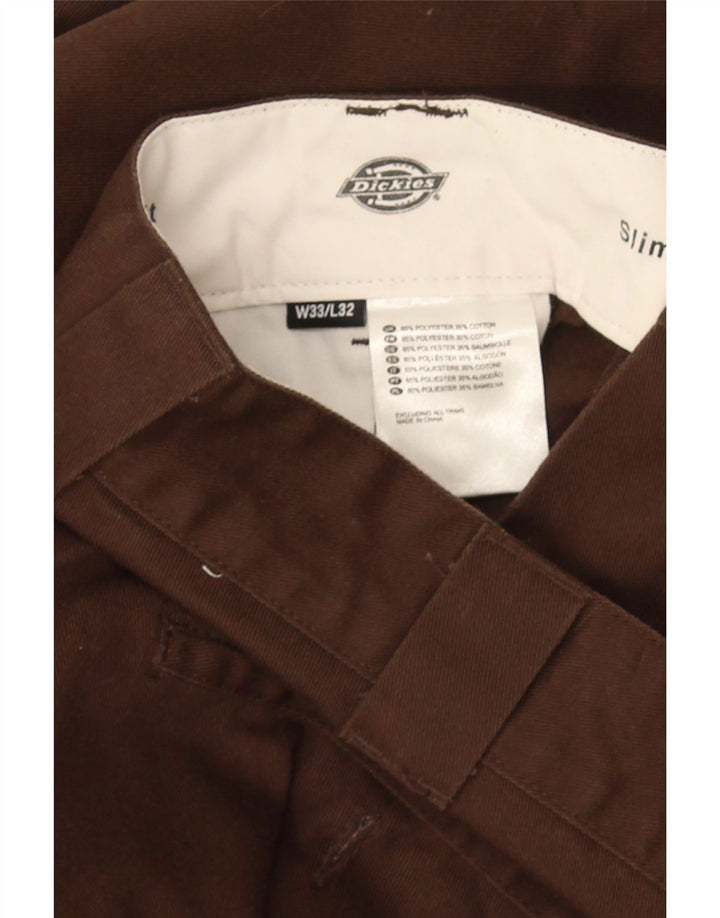 Dickies Pantalón chino ajustado para hombre W33 L32 Poliéster marrón