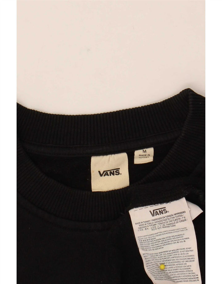 Vans Mujer Crop Graphic Sudadera Jumper UK 44 Mediano Negro Geométrico