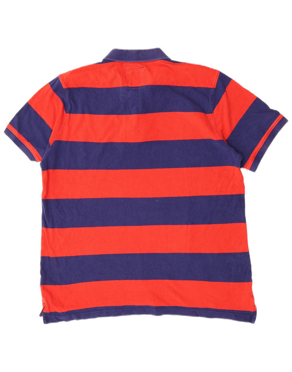 Crew Clothing Polo de manga corta para hombre XL Algodón a rayas rojas