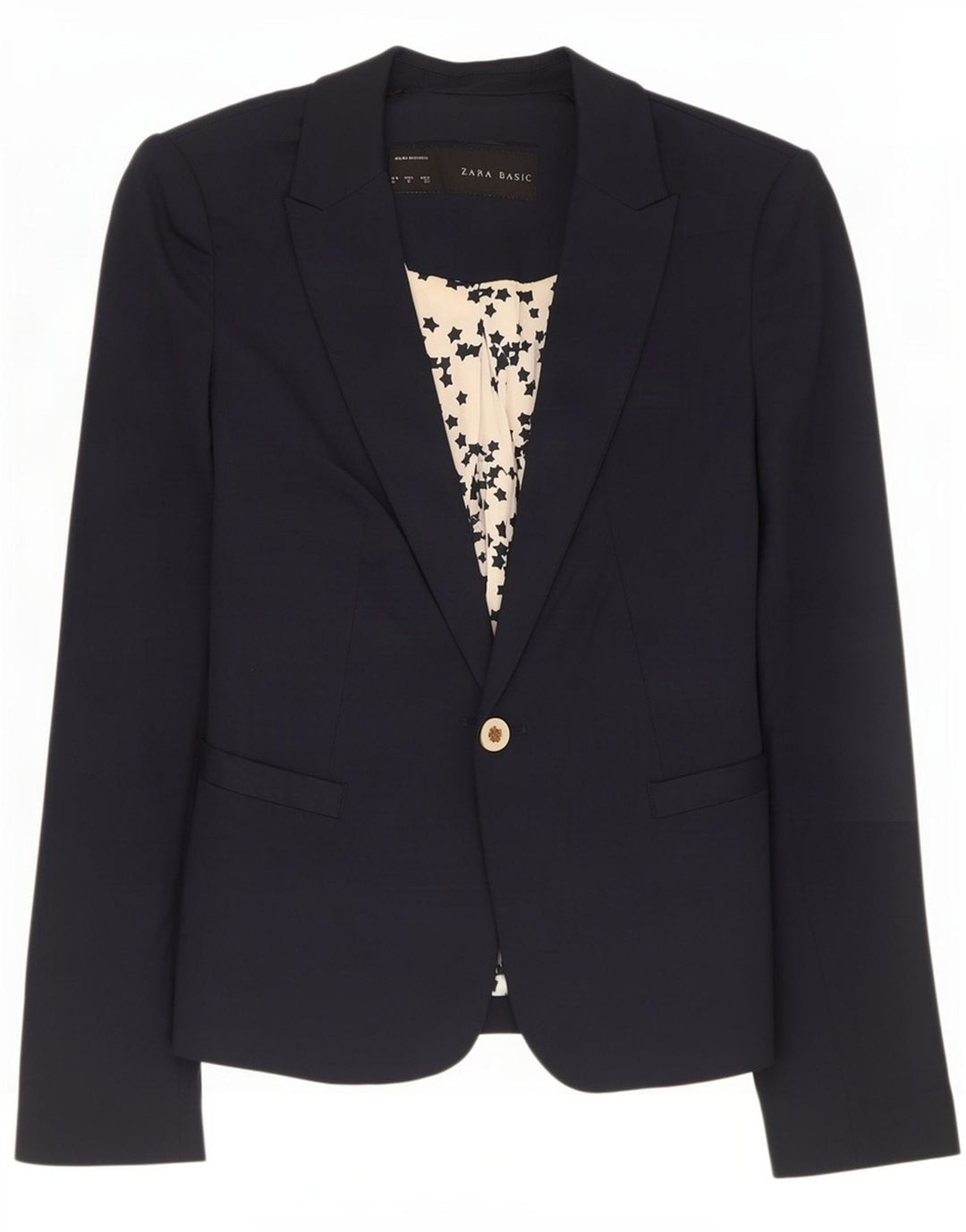 Zara Mujer Chaqueta Blazer De 1 Botón UK 10 Small Azul Marino