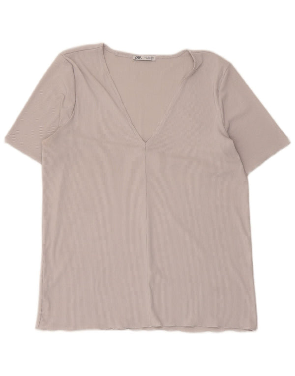 Zara Mujer Camiseta Top UK 44 Grande Gris