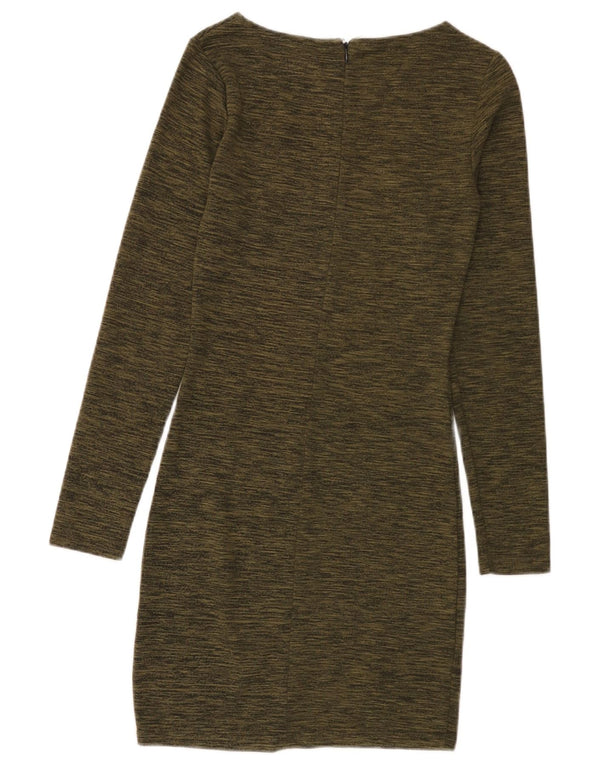 Superdry Vestido tubo de manga larga para mujer UK 4 XS Viscosa moteada de color caqui