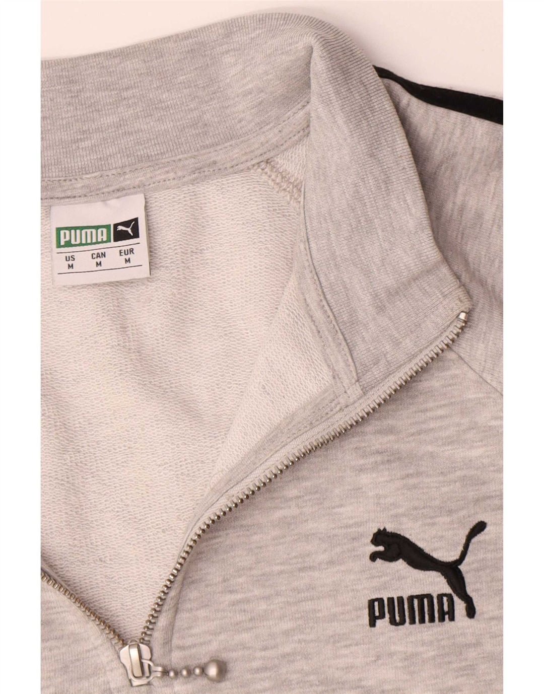 Puma Hombre Sudadera Con Cremallera Y Cuello Jersey De Algodón Moteado Gris Medio