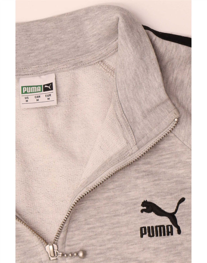 Puma Hombre Sudadera Con Cremallera Y Cuello Jersey De Algodón Moteado Gris Medio