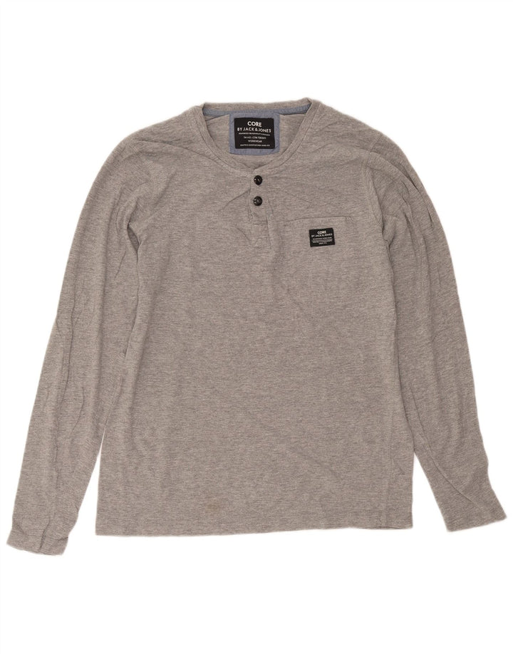 Jack & Jones Hombre Top Manga Larga Algodón Moteado Gris Grande