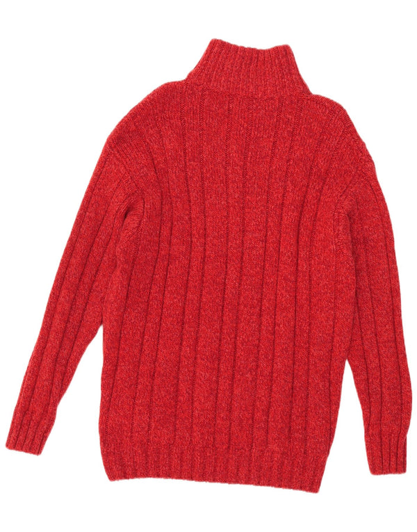 Vintage hombres zip cuello jumper suéter grande lana roja