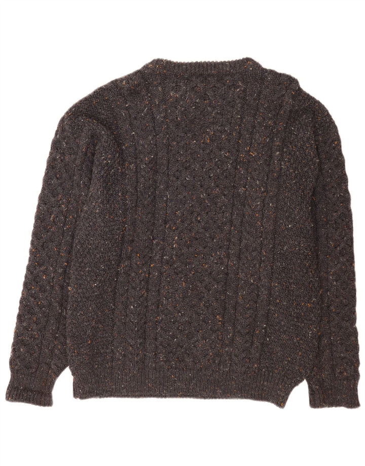 L.L.Bean Jersey con cuello barco para hombre, suéter grande de lana moteada gris