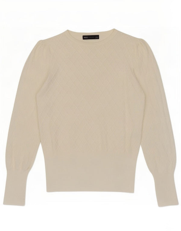 Marks & Spencer Jersey de Cuello Redondo para Mujer UK 8 Small Viscosa Blanca
