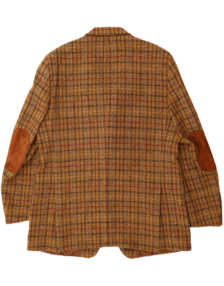 Harris Tweed Chaqueta tipo blazer de 3 botones para hombre UK 40 Large Brown Check