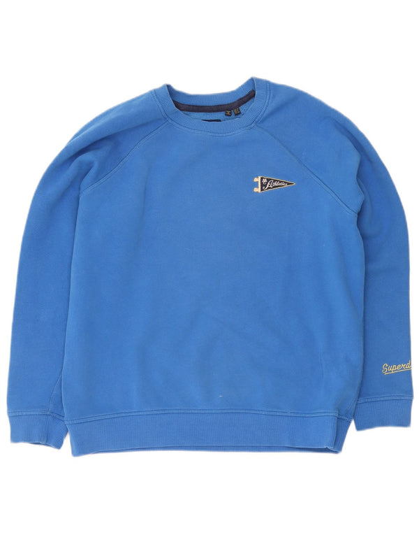 Superdry Jersey de sudadera extragrande para mujer Reino Unido 12 Algodón azul medio