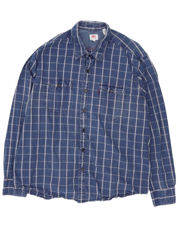 Camisa Levi's Hombre XL Algodón A Cuadros Azules