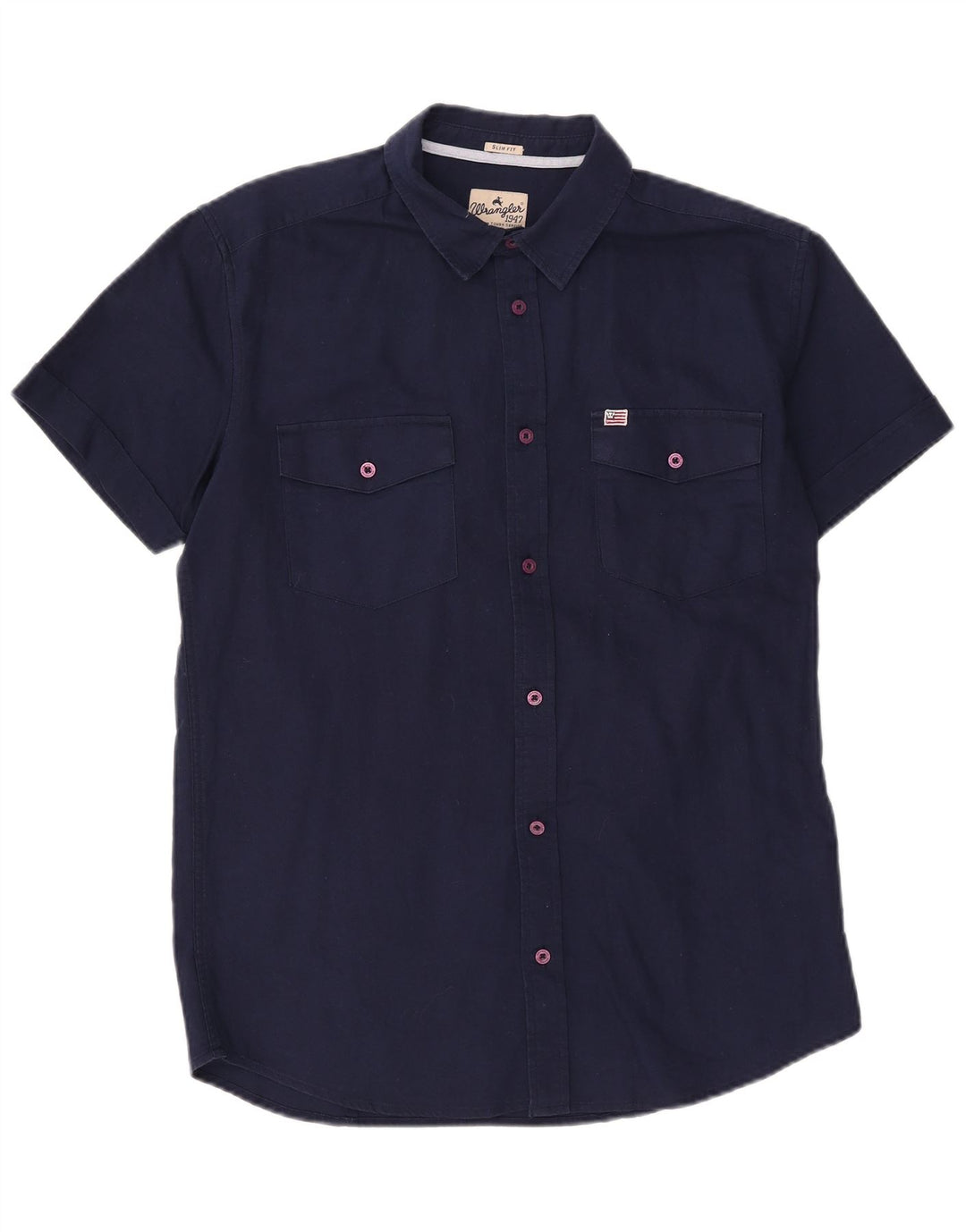 Wrangler Camisa Slim Fit Para Hombre Algodón Azul Marino Grande