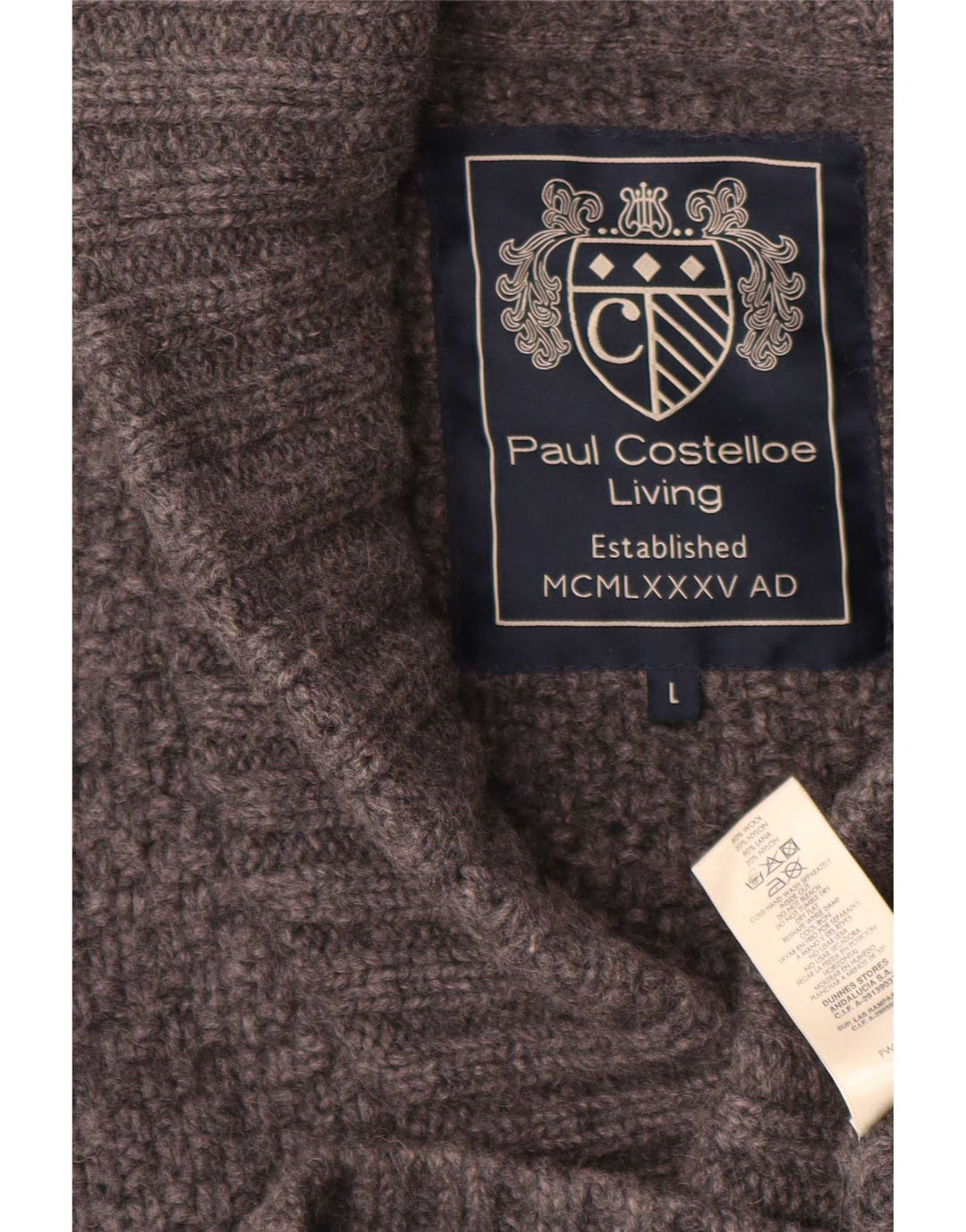 Paul Costelloe Suéter tipo cárdigan para hombre de lana gris grande