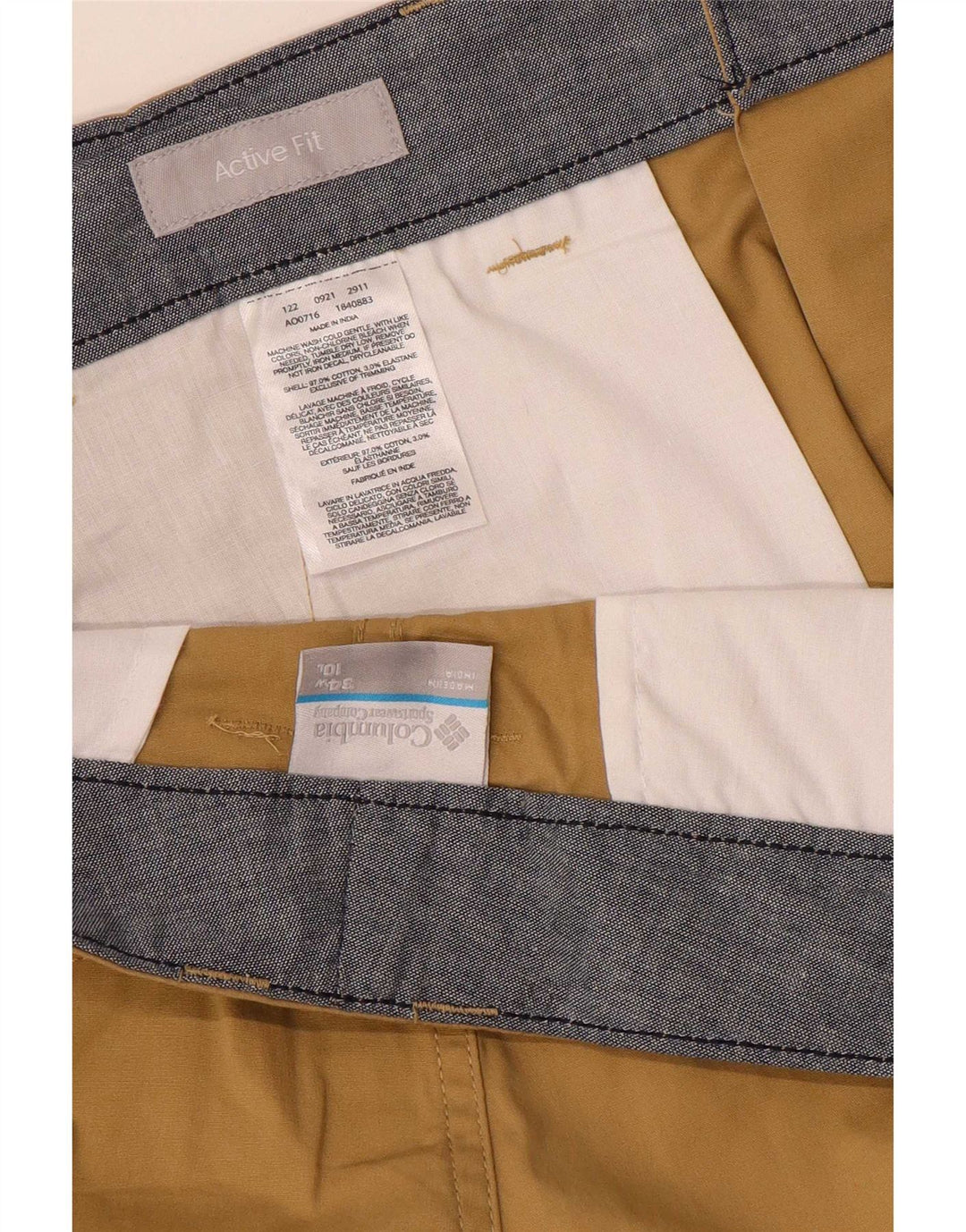 Columbia Pantalones cortos cargo activos para hombre W34 Algodón marrón grande