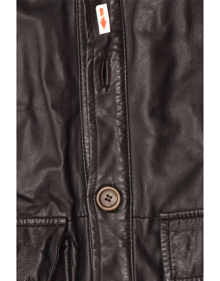 Squero Chaqueta de cuero militar para hombre UK 36 Small Black