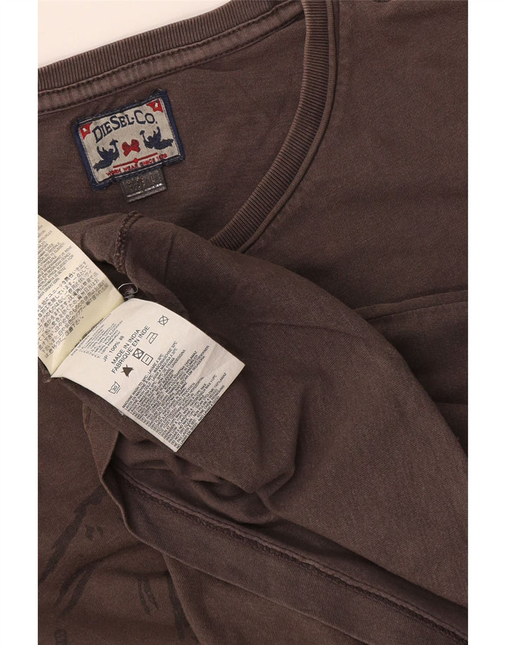 Diesel Hombre Camiseta Gráfica Top Grande Gris Algodón