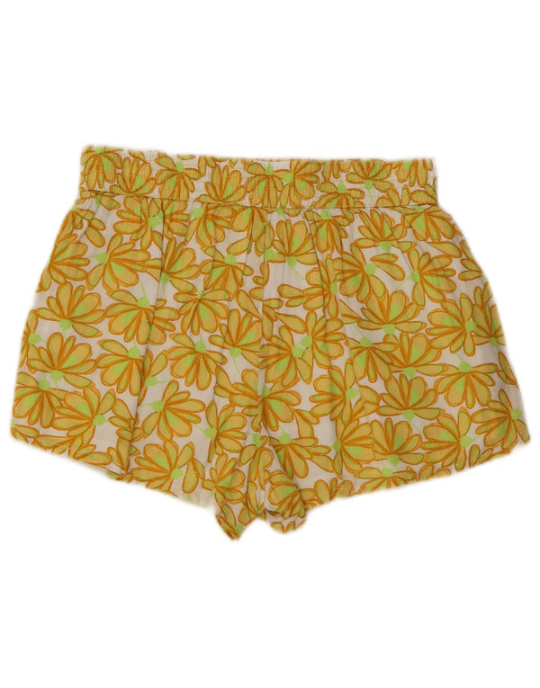 Zara Mujer Pantalones Cortos De Tiro Alto XS W26 Algodón Floral Amarillo