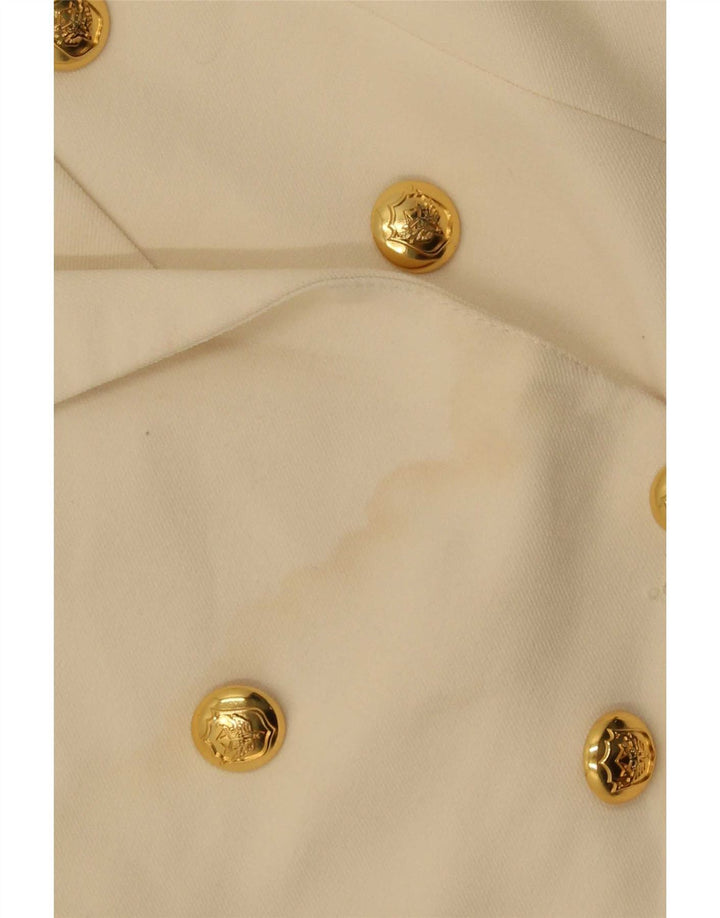 Zara Mujer Chaqueta Blazer De Doble Botonadura UK 14 XL Poliéster Blanco Roto