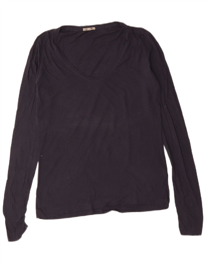 Jigsaw Mujer Top Manga Larga UK 40 Grande Azul Marino Algodón