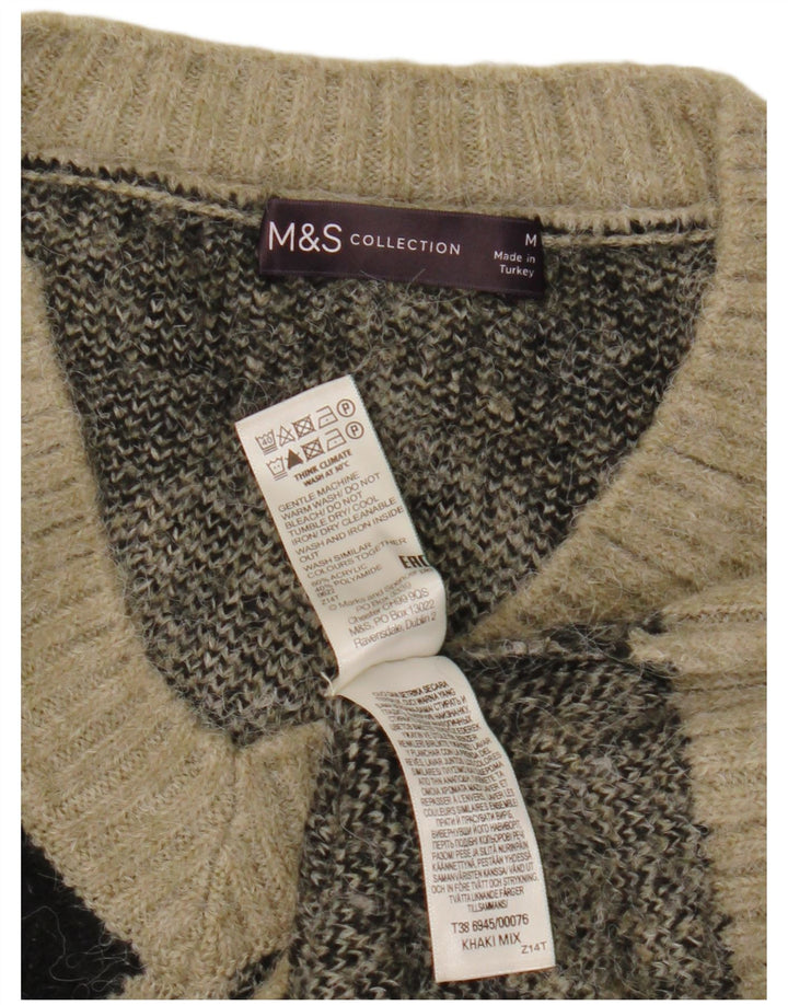 Marks & Spencer Suéter corto con cuello en V para mujer UK 44 Medium Khaki