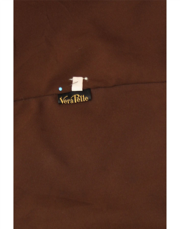 Abrigo de cuero vintage para mujer IT 44 Cuero marrón medio