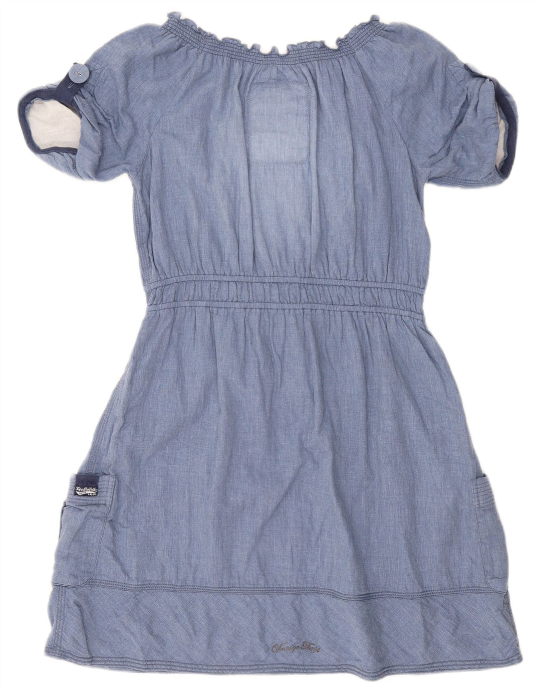 Superdry Vestido Acampanado para Mujer UK 44 Algodón Azul Medio