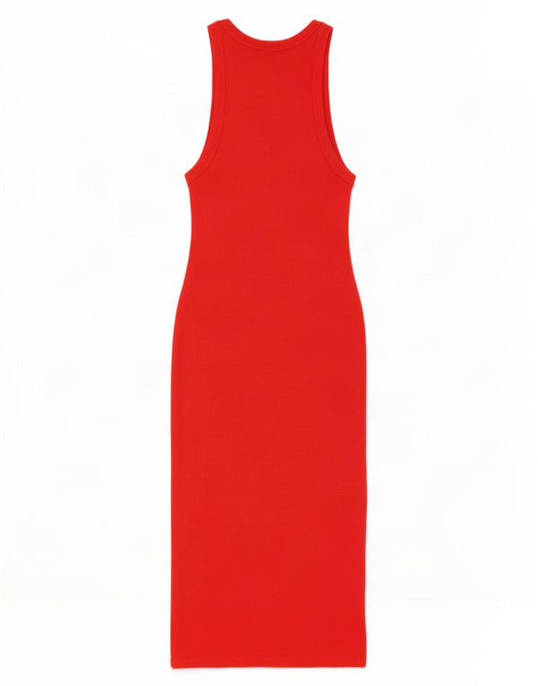 Zara Vestido Ajustado Sin Mangas para Mujer UK 42 Algodón Rojo Mediano