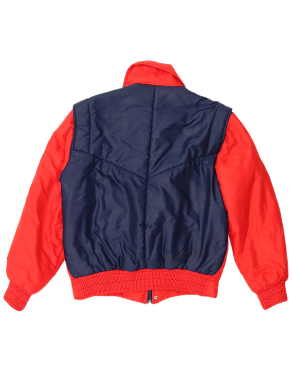 Chaqueta acolchada vintage para hombre IT 48 Poliamida con bloques de color rojo medio