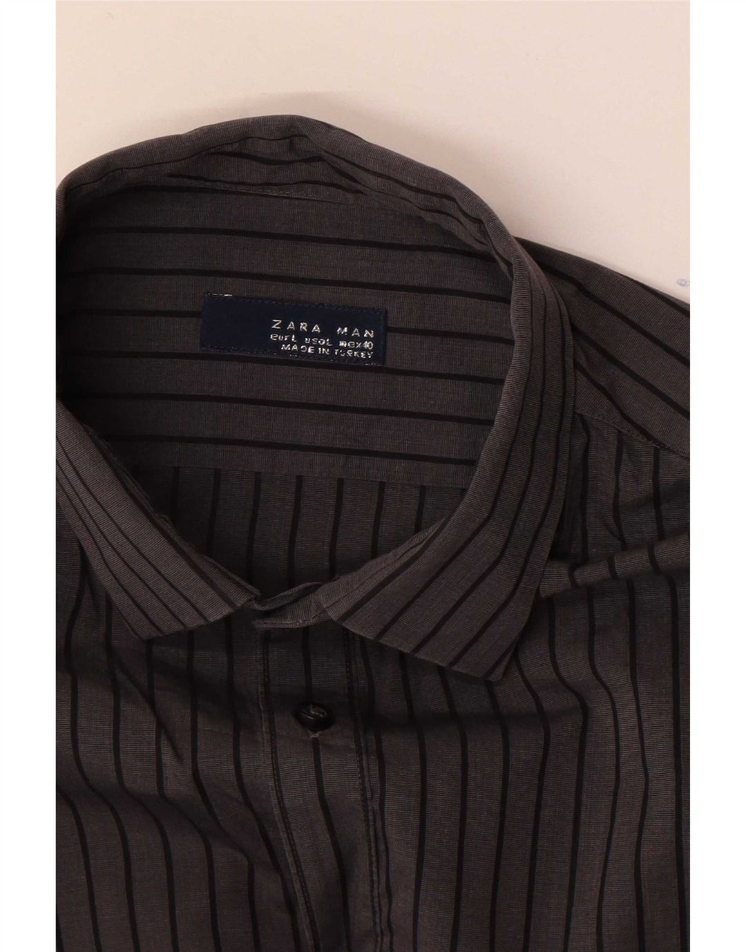 Zara Hombre Camisa Grande Rayas Grises
