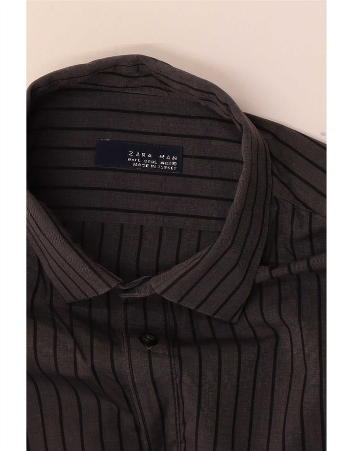 Zara Hombre Camisa Grande Rayas Grises