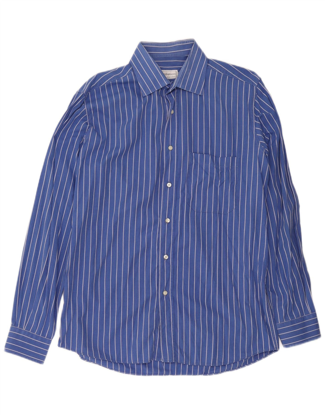 Roccobarocco Camisa para hombre Talla 40 15 3/4 Raya azul mediana