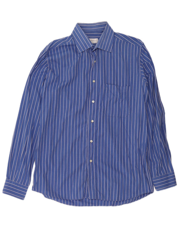 Roccobarocco Camisa para hombre Talla 40 15 3/4 Raya azul mediana
