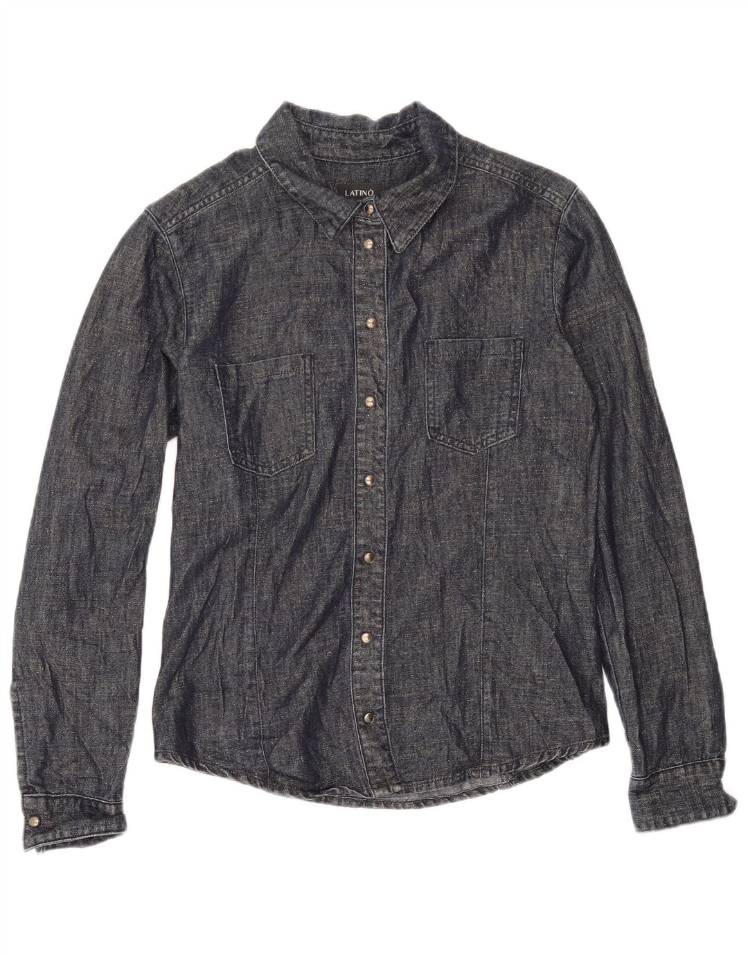 Vintage mujer camisa Reino Unido 12 azul marino medio