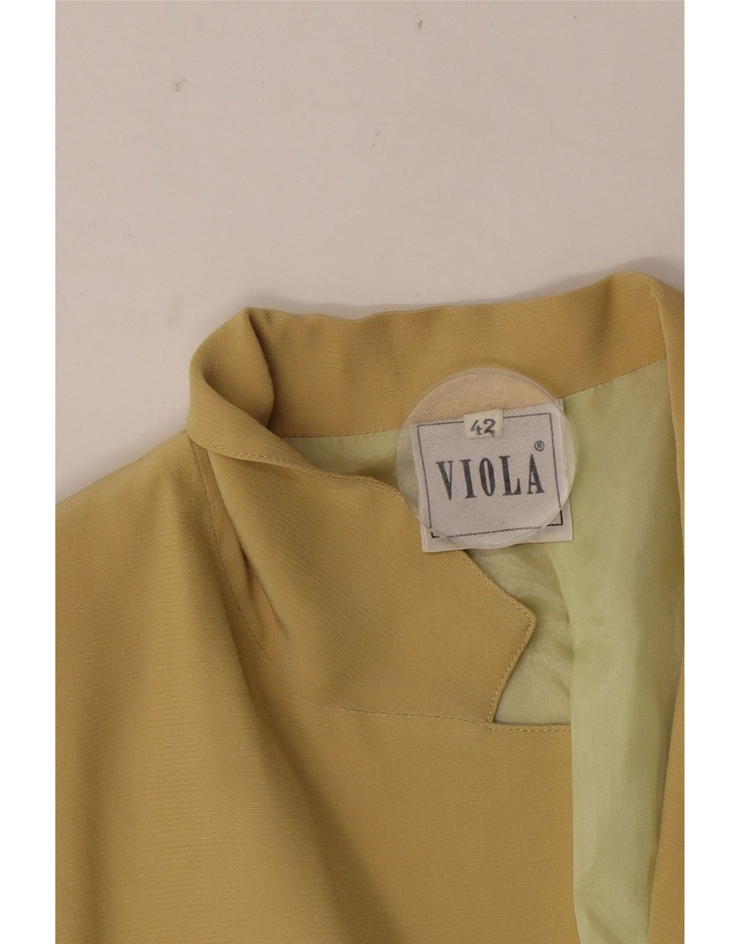 Vintage mujer 3/4 manga Blazer chaqueta IT 42 lana amarilla media