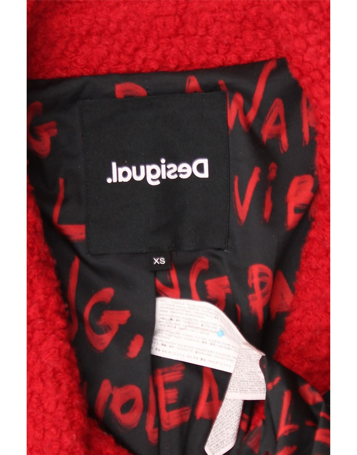 Desigual Abrigo de doble botonadura extragrande para mujer UK 6 XS Poliéster rojo
