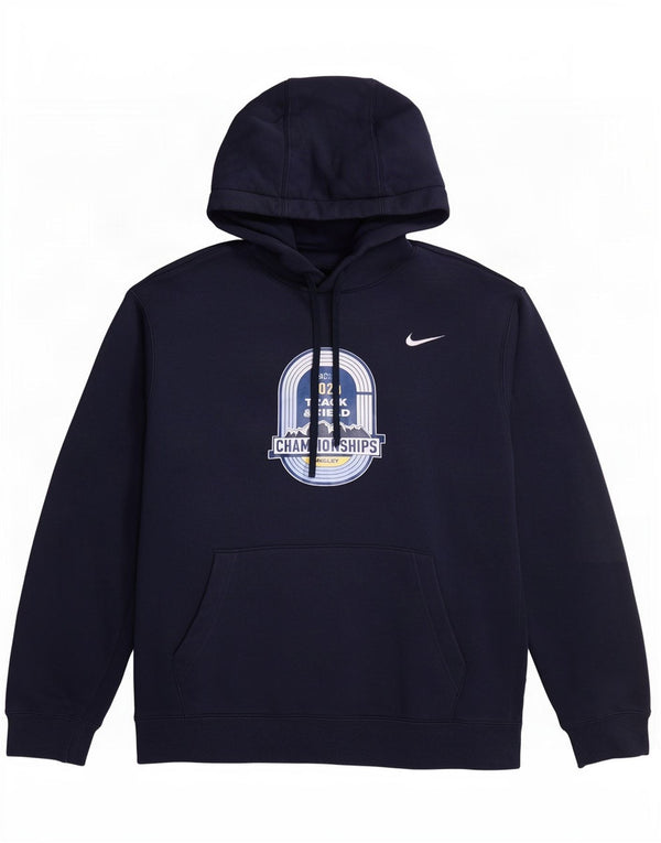 Nike - Sudadera con capucha para hombre, diseño gráfico de pista y campo, talla 2XL, algodón azul marino