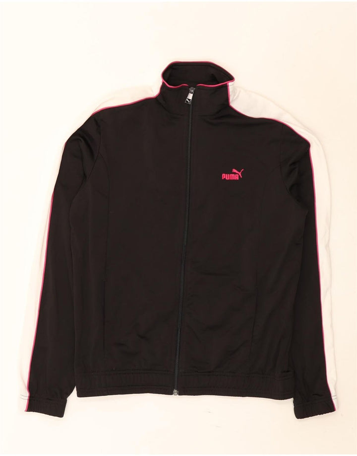 Puma Mujer Chándal Top Chaqueta UK 16 Grande Poliéster Negro